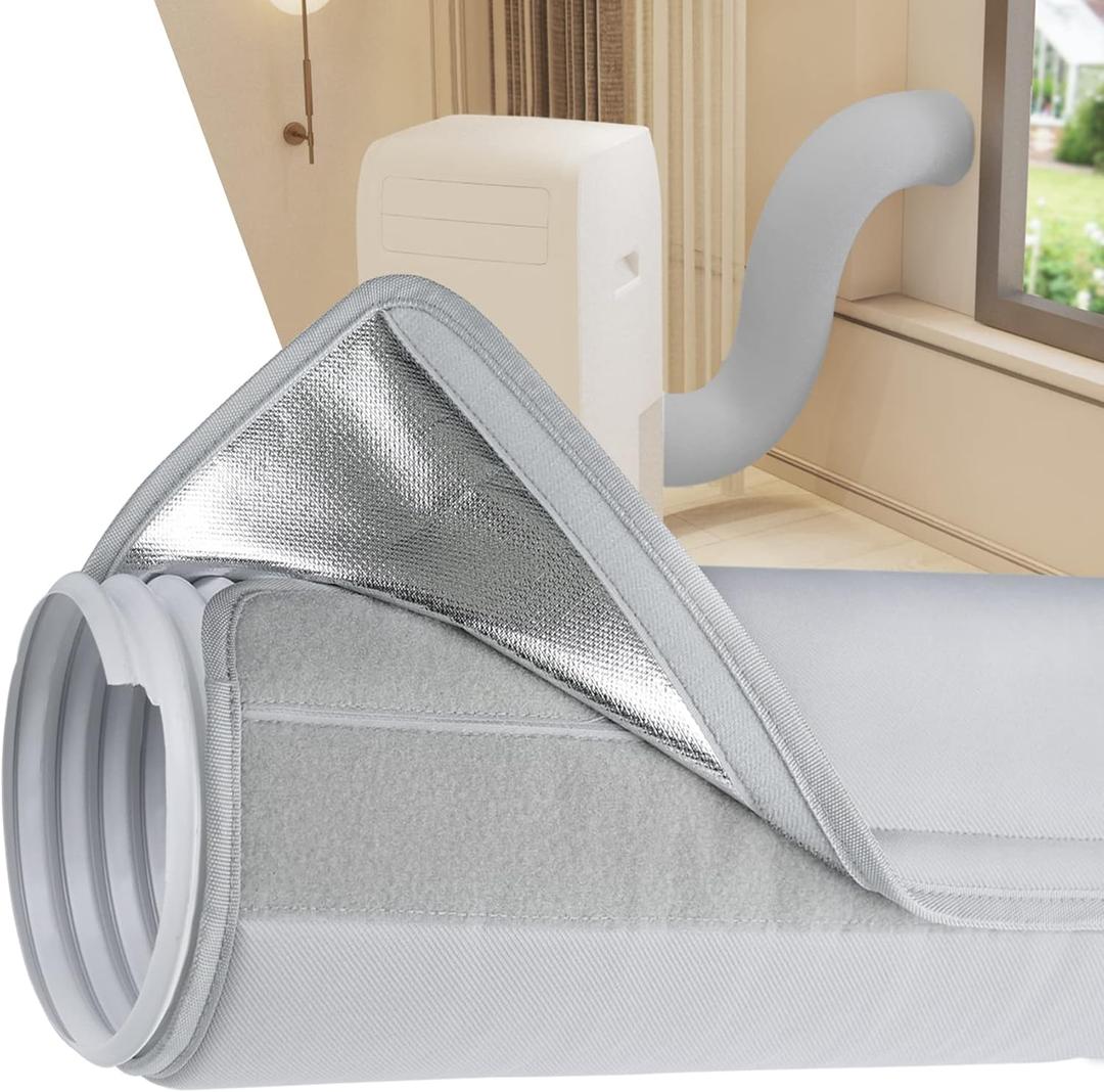 Portable Air Conditioner Hose Cover Wrap for both 5 inch and 5.9 inch Diameter Exhaust Duct Vent, Insulated AC Hose Cover for Portable Air Conditioners, Grey