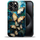 CARLOCA Case for iPhone 15 Pro,Pretty Butterfly Stained Glass Mosaic Design Hybrid Dual Protection Soft TPU Hard PC Shockproof Anti-Scratch Cover Men Women Stylish Protective Phone Case