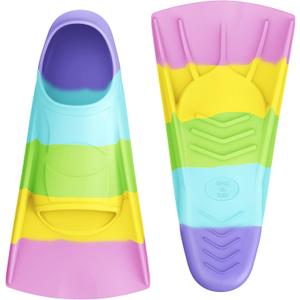 Gintenco Swim Fins, Kids Swim Training Fins for Lap Swimming, Travel Size Flippers with Mesh Bag, Silicone Swimming Fins for Kids Teens Adults Women Men, Size XS
