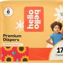 Hello Bello Diapers, Size 6 (35 lbs) Flower Child, 17 Count of Premium Disposable Baby Diapers, Hypoallergenic with Soft, Cloth-Like Feel