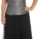 R&M Richards Long Sleeveless Glitter Panel Dress W/Ruched Side (14)