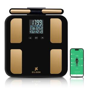 EILISON Highly Advance 2-in-1 Digital & Analog Weighing Scale for Body Weight-400lbs, 4 High Precison GX Sensor Accurate, Thick Tempered Glass, Extra Large Display (red) (8 Electrode Black)