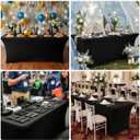 Black Tablecloths 96x30 Inch Table Cloths for 8 Foot Rectangle Tables, Wrinkle Resistant Washable Rectangular Spandex Fabric Table Cover for Vendor Dining Wedding Banquet Camping Party - 6 Pack