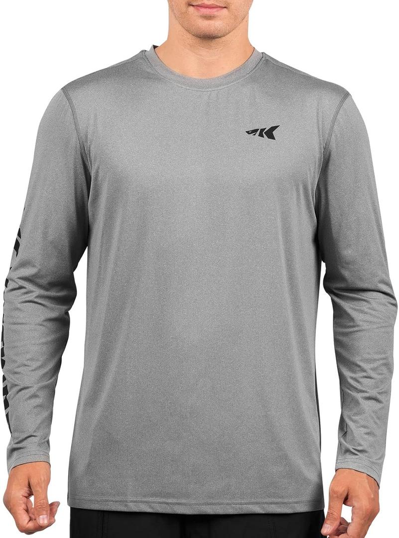KastKing UPF 50 Fishing Shirts for Men, Long Sleeve Fishing Hiking Shirt, Breathable Moisture Wicking, Sun Shirts for Men (Gray, XL)