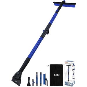 E-SDS 59 Car Snow Brush Ice Scraper Bendable Snow Scraper for Cars with Silicone Brush, Extendable Snow Removal Tool for Car, Truck, SUV