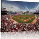 TUMOVO Boston Fenway Park Canvas Wall Art for Bedroom Baseball Stadium Skyline Wall Art for Living Room Sports Field Wall Art Decor Modern Artwork for Home Walls Giclee Framed Ready to Hang 24x16in