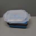 Extra Large Collapsible Food Storage Containers with Lid & Air Vent, 81 oz, 4 Pack, XXL Collapsible Marinade Container BBQ Prep Foldable Silicone Containers, Microwave Freezer Dishwasher Safe, Blue