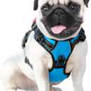 PHOEPET No Pull Dog Harness Medium Reflective Front Clip Vest with Handle,Adjustable 2 Metal Rings 3 Buckles,[Easy to Put on & Take Off](M, Blue)