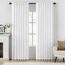 ANRODUO Rod Pocket and Back Tab Pleated Blackout Curtains with Hooks, Rings, White Curtains 84 Inches Long 2 Panels, Thermal Insulated Room Darkening Living Room Bedroom Curtain, 42x84 Inches