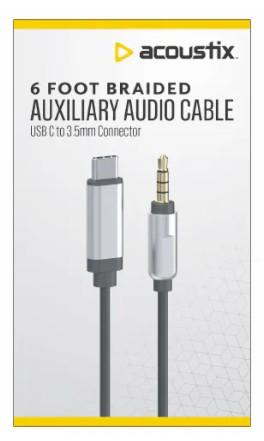 Acoustix USB C TO 3,5MM CABLE 6FT BK