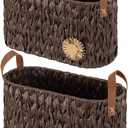 Vlovelife Toilet Paper Basket Organizer - Rustic Bathroom Storage w/Steel Frame | Handwoven Waterproof Holder for Tissue, Wet Wipes & Essentials | Boho Farmhouse Decor Gift - Brown
