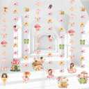 8 Pcs Fairy Party Decorations Fairy First Birthday Hanging Garlands Banner Butterfly Mushroom Flower Paper Cutouts Streamer for Wall Ceiling Decor Wonderland Garden Tale Floral Party Supplies