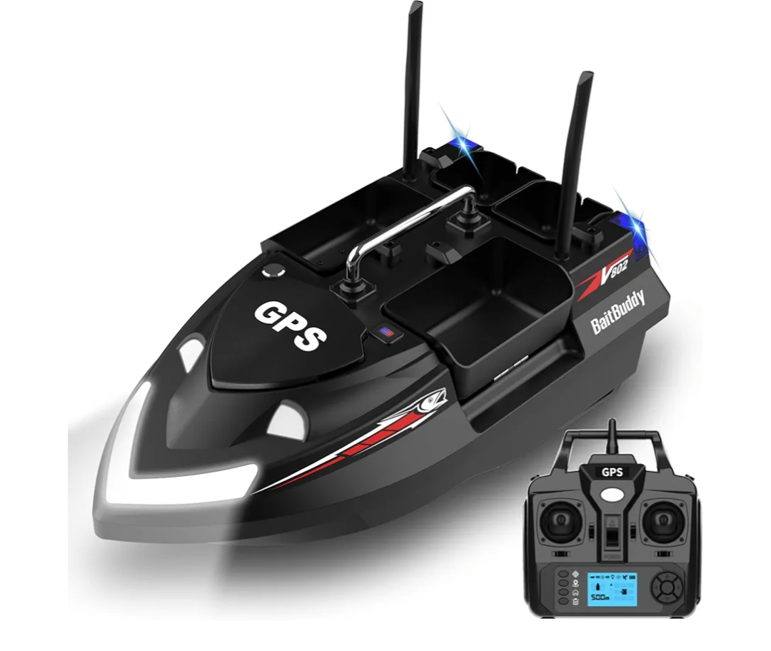 4 Boxes RC Bait Boat for Fishing with 6.6lbs Load Capacity, 18000mAh Battery & Dual Motor&Antena for 500M Long-Range Bait Deployment, Fish Bait Boats with Stern Hook System for Professional Fishing