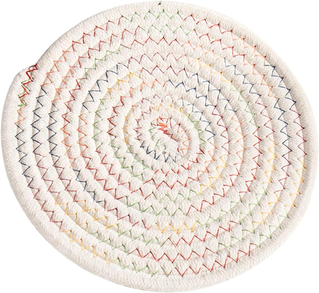2 x Round Colored Cotton Rope Coaster, Kingwillow, (Set of 6)