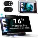 Privacy Screen Protector for MacBook Pro 16 Inch (2021-2026, M1, M2, M3, M4, M5), Easy On/Off Removable Anti Spy Blue Light Glare Shield Laptop Privacy Filter for Apple Mac Pro 16.2 in