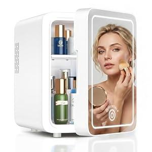 CUTIEWORLD 4L Mini Fridge for Skincare & Makeup – LED, Cream White