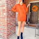 BTFBM Women Casual V Neck Knit Mini Fall Sweater Dresses Long Sleeve Loose Fit Solid Color Ribbed Pullover Jumper Sweaters (M)