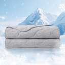 Cozy Bliss Cooling Dual-Sided Blanket for Hot Sleepers, Q-Max>0.46 Lightweight Soft Breathable Bed Blanket, Double Side Cooling Throw for Night Sweats (Silver Grey, 80"x90")