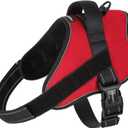 rabbitgoo Dog Harness Medium Sized, No Pull No Choke Pet Vest, Easy Wearing with One Buckle, Adjustable Reflective Harness Buddy with Personalized Molle for Walking, Training, Red, M