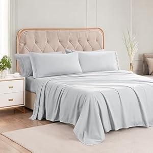 DAYIH Deep Pocket Sheets, Sheet Sets Cooling, Comfy - Easily Fits Sheets, Wrinkle - Resistant & Breathable, Bed Sheets (Pale Grey, Queen)