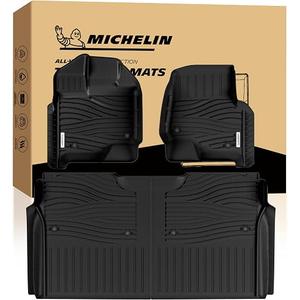 Michelin Vehicle Mats for 2015-2026 Ford F150/2022-2026 Lightning Crew Cab | Fit SuperCrew Cab 2nd Row w/o Fold Flat Storage Carpet Floor, All-Weather TPE Custom Fit Floor Mats/Truck Liner, Elite 
