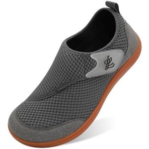 LeIsfIt Mens Wide Diabetic Shoes Adjustable Barefoot Walking Shoes Breathable Zero Drop Sneakers for Wide Width Arthritis Edema Feet, Size 44