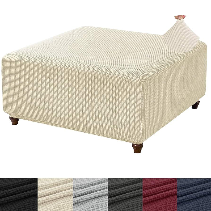 Beige Fabric Pouf Cover
