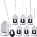 Honeydak 6 Sets Toilet Bowl Brush and Holder Set Bathroom Deep Cleaning Toilet Cleaner Scrubber Under Rim with Curved Bristle for Dead Corner Clean Rv Bowl Brush Scrubber with Caddy