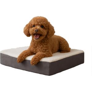Orthopedic Dog Bed - 2-Layer Memory Foam Crate Mat with Machine Washable Sherpa Cover - 20x15 Pet Bed for Small Dogs Up to 20lbs by PETMAKER (Gray)