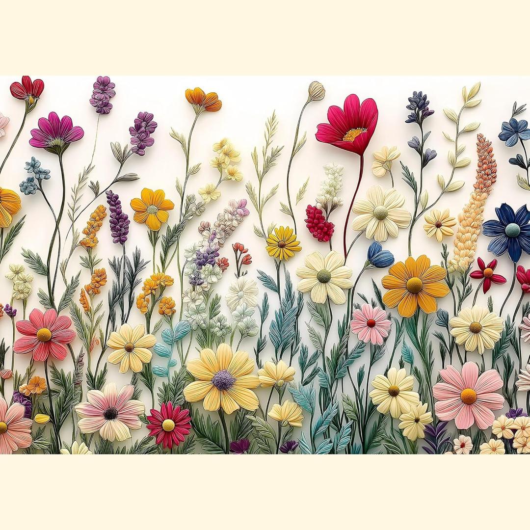 Puzzles for Adults 1000 Pieces, Wildflower Jigsaw Puzzles - Dance of Wildflowers, Impossible Wildflower Puzzle for Seniors Families, 27.56 x 19.69 Inches, 1:1 Poster, Letter on The Back