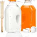 KMIGRUAN 2QT Heavy Duty Glass Milk Bottle with Lid,2Pack 64oz Glass Milk Jug with Reusable Airtight Screw Lid,Bottles for Juice,Water,Oat or Plant Milks