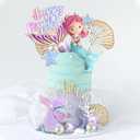 Mermaid Cake Toppers with Shell Starfish Fishtail Balls for Mermaid Birthday Supplies (Style1)
