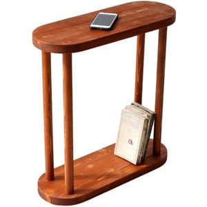 Oval Solid Wood Narrow Side Table, Slim End Table, Small Coffee Table (Chestnut, XLarge)