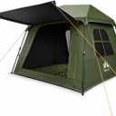 Night Cat 4 Person Pop Up Camping Tent, Blackout Cabin Tent with Vestibule & Rainfly, Waterproof Instant Easy Setup Family Tent, Dark Room Outdoor Tent for Camping, Hiking, Backyard