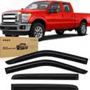 Nilight Tape-On Window Visors for Ford F250/F350/F450/F550 Super Duty 19992016 Crew Cab Only, Rain Guards, Vent Shades, Wind Deflectors, Reduce Wind Noise, Smoke Tint, 4PCS