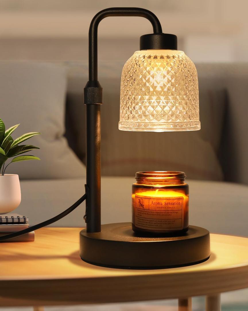 AIFEI Candle Warmer Lamp with Timer, Dimmable Adjustable Height Candle Lamp, Birthday Gifts for Women Mom Sister Friends, House Warming Gifts New Home, Candle Lamp Warmer with 2 Bulbs - Coal Black