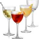 Vintage Art Deco Nick and Nora Cocktail Glasses – 5 oz Crystal Ribbed | Set of 4 | Martini, Manhattan, Gin, Whiskey | Classic Cocktail Glassware for Home Bar