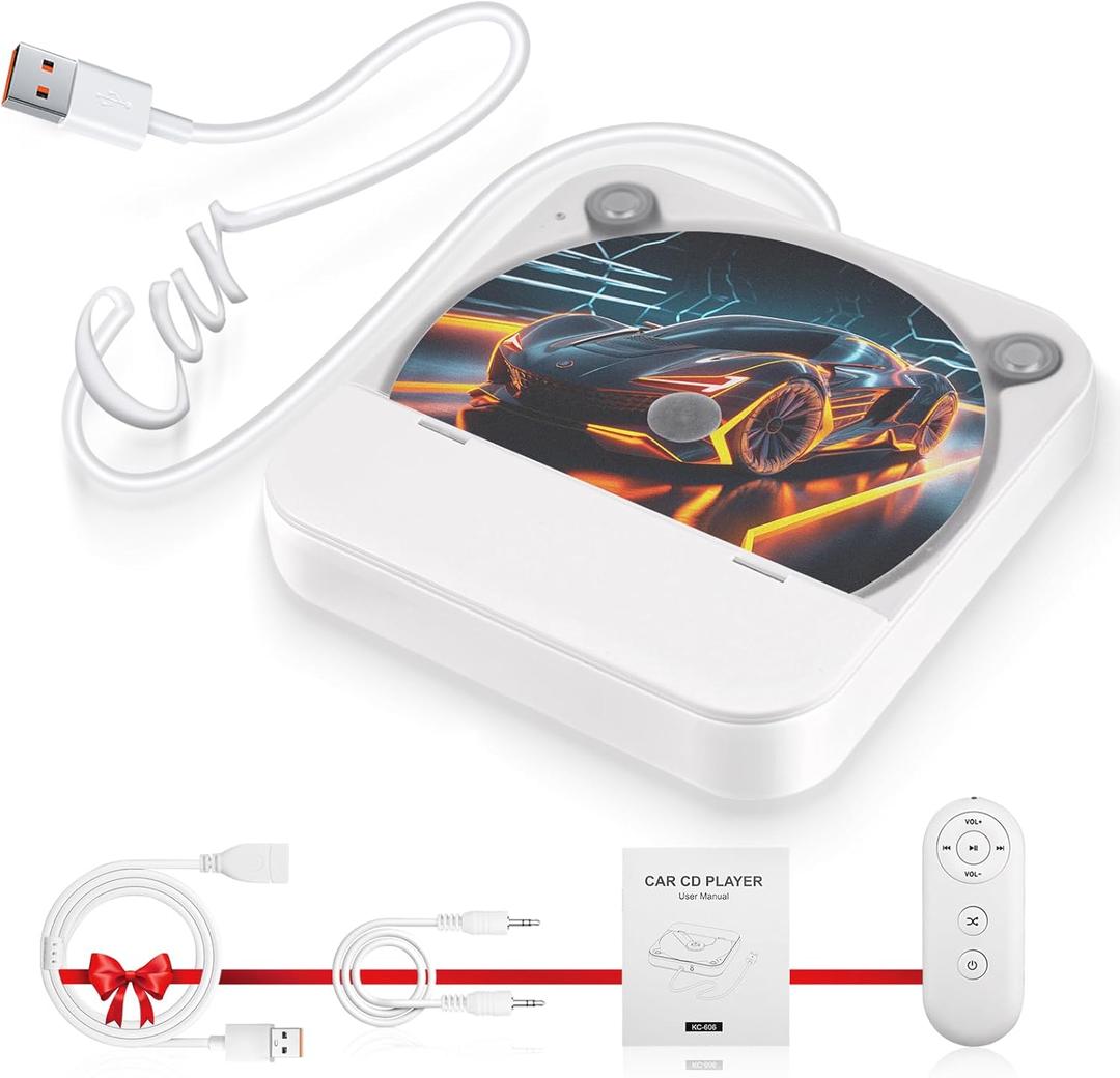 External Portable CD Player for Car - Car CD Player with USB Port AUX Port, Extra USB Extension Cable, Universal USB CD Player for Vehicle, Laptop, TV, Computer, for Android 4.4 and Above Navigation