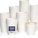 LITOPAK 300 Count 6 oz Paper Cups, Disposable White Paper Coffee Cups, Hot Beverage Drinking Cup for Coffee, Water, Juice, and Espresso