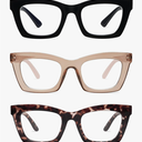 AMOMOMA Trendy Oversized Blue Light Stylish Readers for Women,Retro Square Cute Sturdy Computer Womens Reading Glasses AM6042.  +1.00