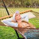 SUNCREAT Portable Hammock with Stand,Heavy Duty Standing Hammock, 450 lbs Capacity, Brown