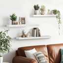 3-Pack Floating Wall Shelves, 24-Inch Rustic White Wooden Shelves for Storage and Dcor, Easy Installation for Living Room, Bedroom, and Kitchen, 24"-set of 3
