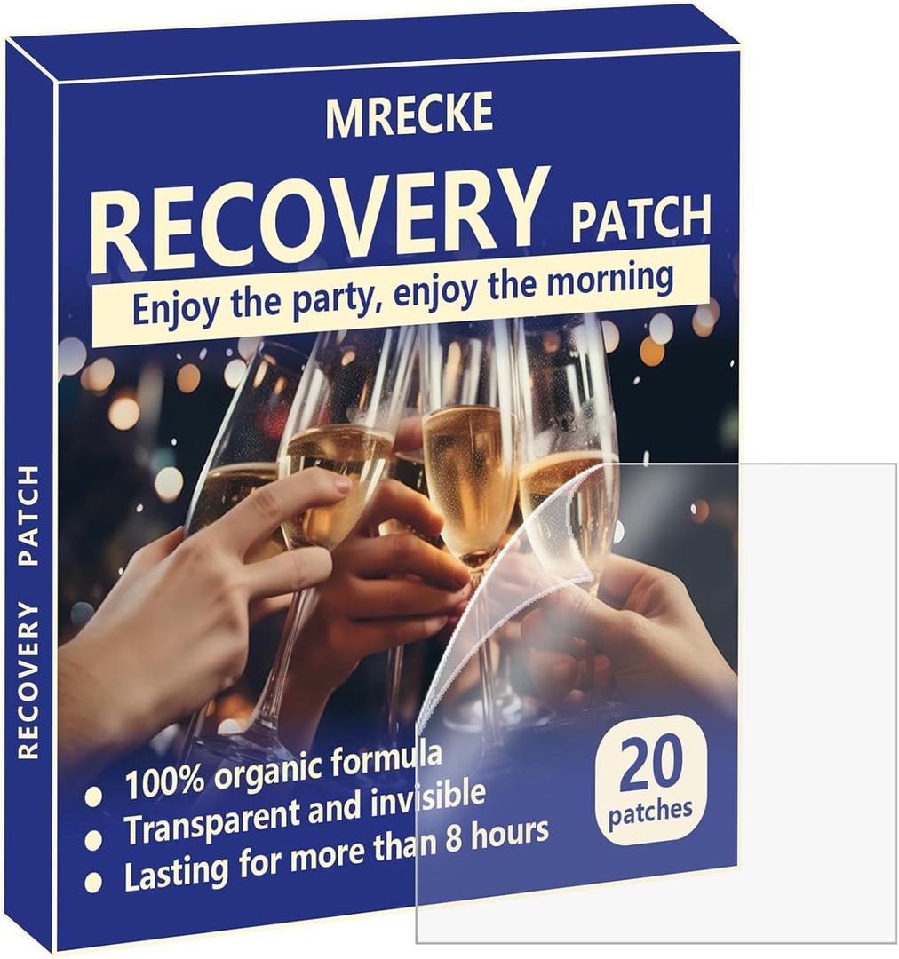 Party Recovery Patches 20 Pack, Natural Ingredients for Quick Recovery, Individually Wrapped, Skin-Friendly & Waterproof - Enhanced Morning Formula, Wake Up Refreshed and Energized