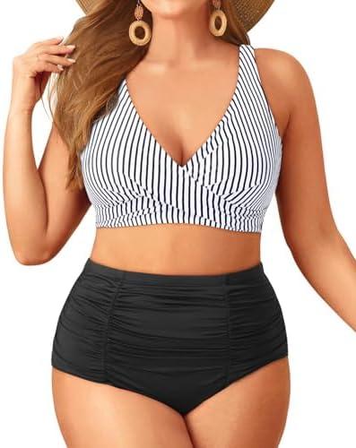 Holipick Two Piece Plus Size Swimsuits for Women High Waisted Bikini Tummy Control Bathing Suits Twist Front Swimwear, 22W