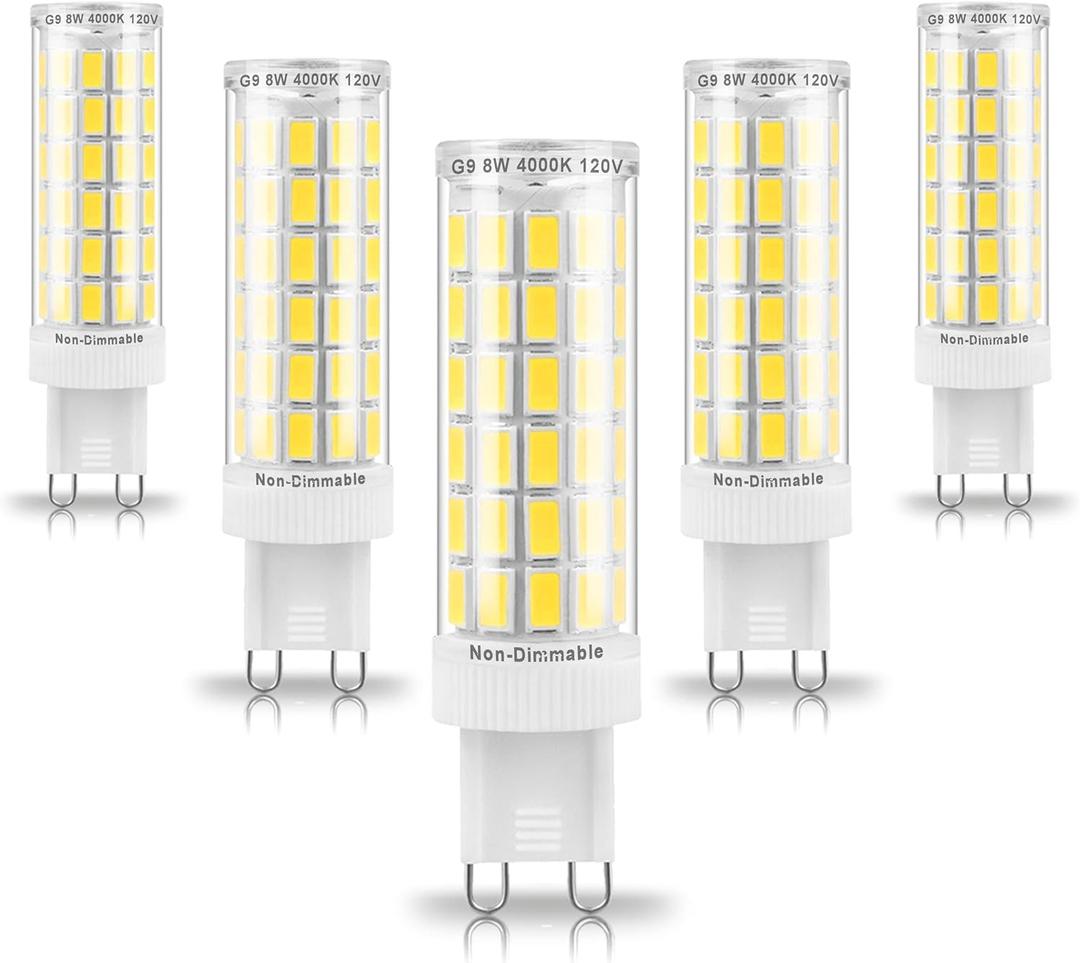 G9 Led Bulbs 75W 80W 100W Replacement 4000K Natural White,1000 lm, AC120V G9 8W Bi-pin Neutral LED Corn Light Bulb for Chandelier Pendant Bathroom Vanity Ligting,5Pack