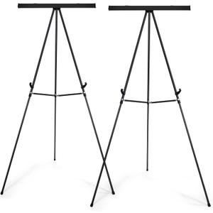 Falling in Art Aluminum Flip Chart Display Easel Stand with Adjustable Floor for Boardroom, Whiteboard, Paper Pads, Signage, 63 1/2'' High, Black,2 Pack