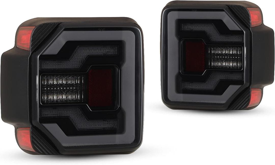 WOLFSTORM LED Tail Lights Fit for 2018-2025 Jeep Wrangler JL/JLU, 2021-2025 Jeep Wrangler 4XE Plugin with Dynamic Running Turn Lights Design LED Tail Light Assembly(Smoked Lens)