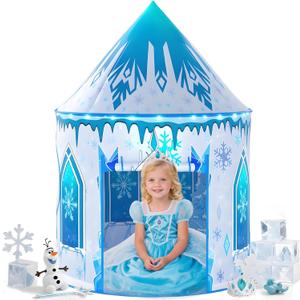 Girls Frozen Play Tent for Kids: Pop Up Baby Castle Playhouse Tent - Blue Children Tent Indoor and Outdoor Toys for Toddlers Birthday Gift