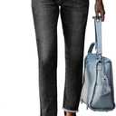 Sidefeel Women's High Waisted Jeans Strechy Fashion Raw Hem Straight Leg Ankle Denim Pants with Pockets (Black, XS)
