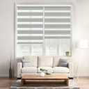 Allbright Zebra Window Blinds 15" W x 40" H Grey, Dual Layer Roller Shade, Room Darkening Shade Roll Up and Pull Down Blinds, Light Filtering Window Shades for Day and Night, Easy to Install